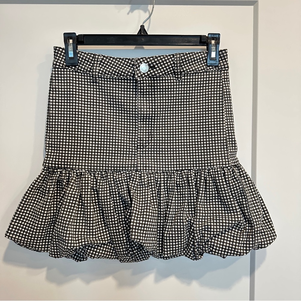 Checkered Bershka Ruffle Bubble Hem Mini Skirt